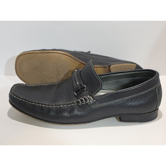 Donald Pliner Donnie Loafers Shoes Mens Size 10.5 Black Leather Horsebit Slip On main image 2